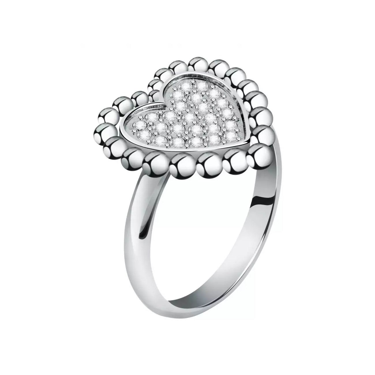 Heart-shaped silver ring MORELLATO MOD. SAUA14014 Size 14 for ladies with official box