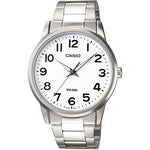 CASIO COLLECTION Mod. 3 H - WHITE wristwatch with stainless steel case and bracelet, quartz movement, and WR 50M water resistance.