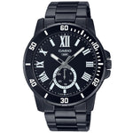 Alt Tag: CASIO COLLECTION Mod. DIVER DATE - BLACK wristwatch with quartz movement, SS IP black case and strap, Roman numeral dial.
