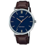 CASIO COLLECTION Mod. MINIMAL. LEATHER - BLUE with water resistance, 40mm stainless steel case, leather strap, official box packaging.