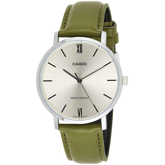 CASIO COLLECTION Mod. MINIMAL, LEATHER - ARGENTEE wristwatch with leather strap, water resistant 3 ATM, stainless steel case, gent's watch