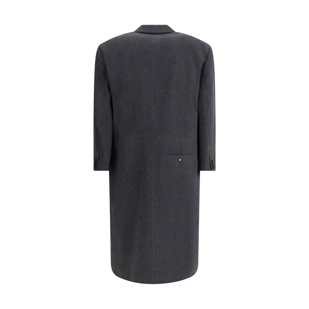 Back view of Magliano Double-breasted Coat Lungomare with classic notch collar, straight hem, and flap pockets.