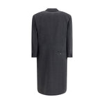 Back view of Magliano Double-breasted Coat Lungomare with classic notch collar, straight hem, and flap pockets.