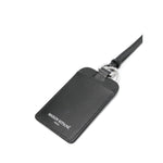 Maison Kitsuné Fox Head leather neck cardholder in black calf leather with logo stamp and detachable strap.