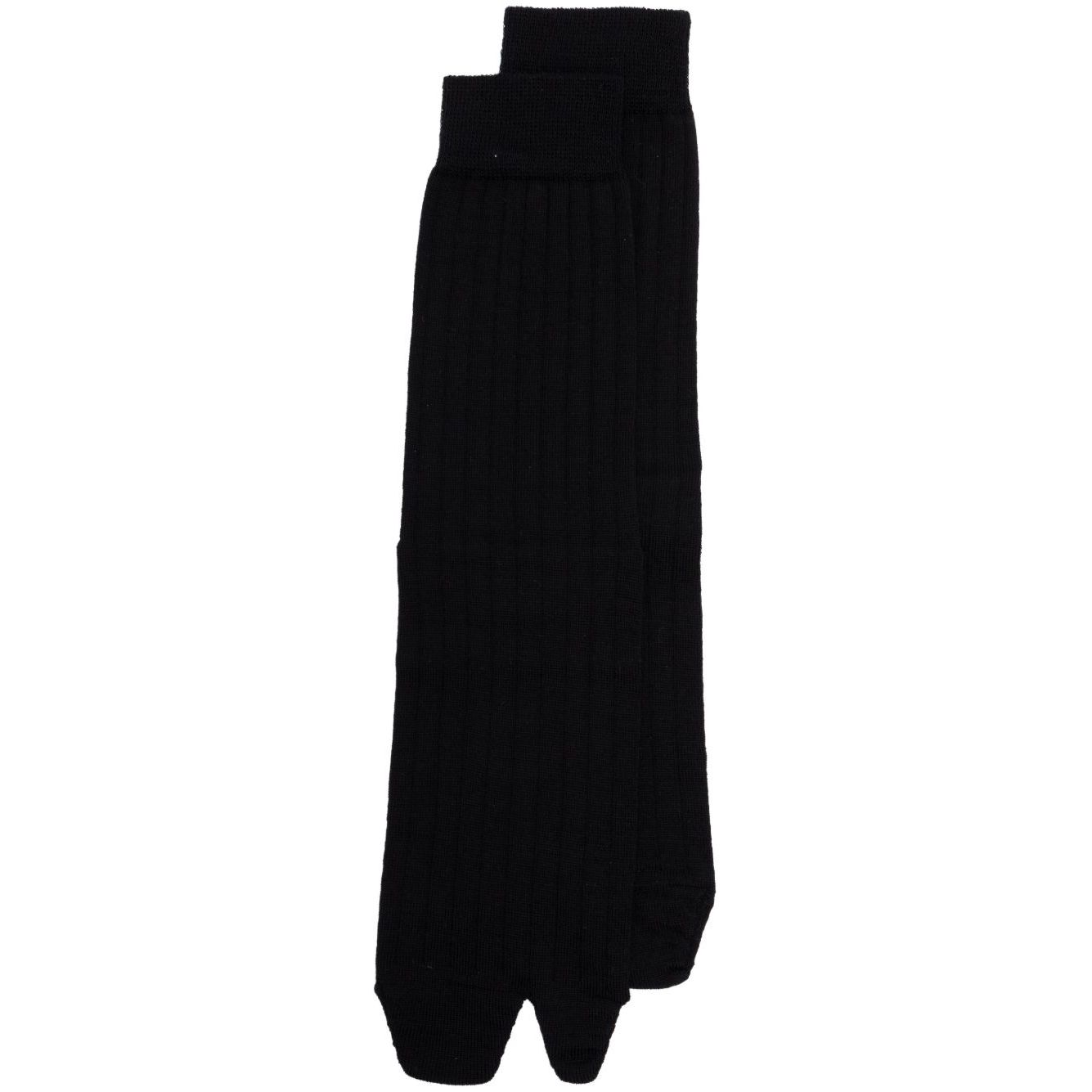 Maison Margiela Underwear Black Tabi wool socks, featuring black wool blend fabric in slip-on style with signature Tabi toe design.