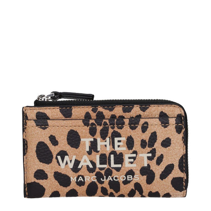 Marc Jacobs Brown Leather Wallet with leopard print and front logo design.