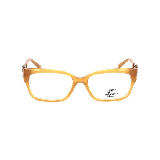 Front view of Marciano by Guess Orange Plastic Frames in amber color, model GM0137A15, unisex with dimensions 52/16/135 mm