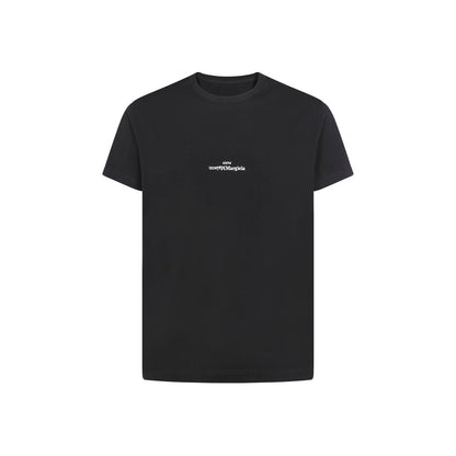 Margiela Black Cotton T-Shirt with ribbed crew neck and brand monogram for AW25 season.