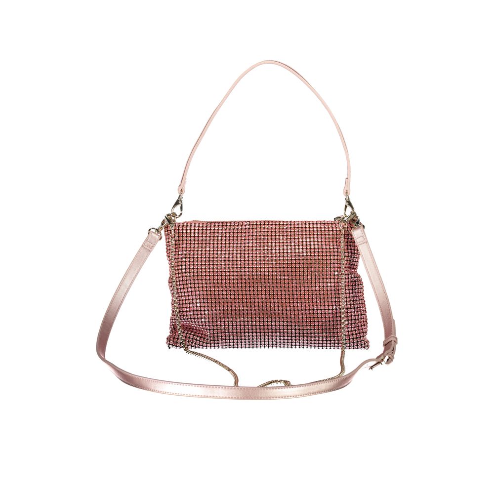 Mario Valentino Pink Polyester Women Handbag with dual shoulder strap design and removable handle, perfect for elegant gatherings.