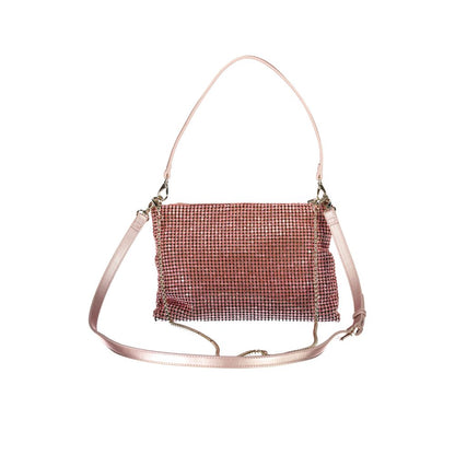 Mario Valentino Pink Polyester Women Handbag with dual shoulder strap design and removable handle, perfect for elegant gatherings.