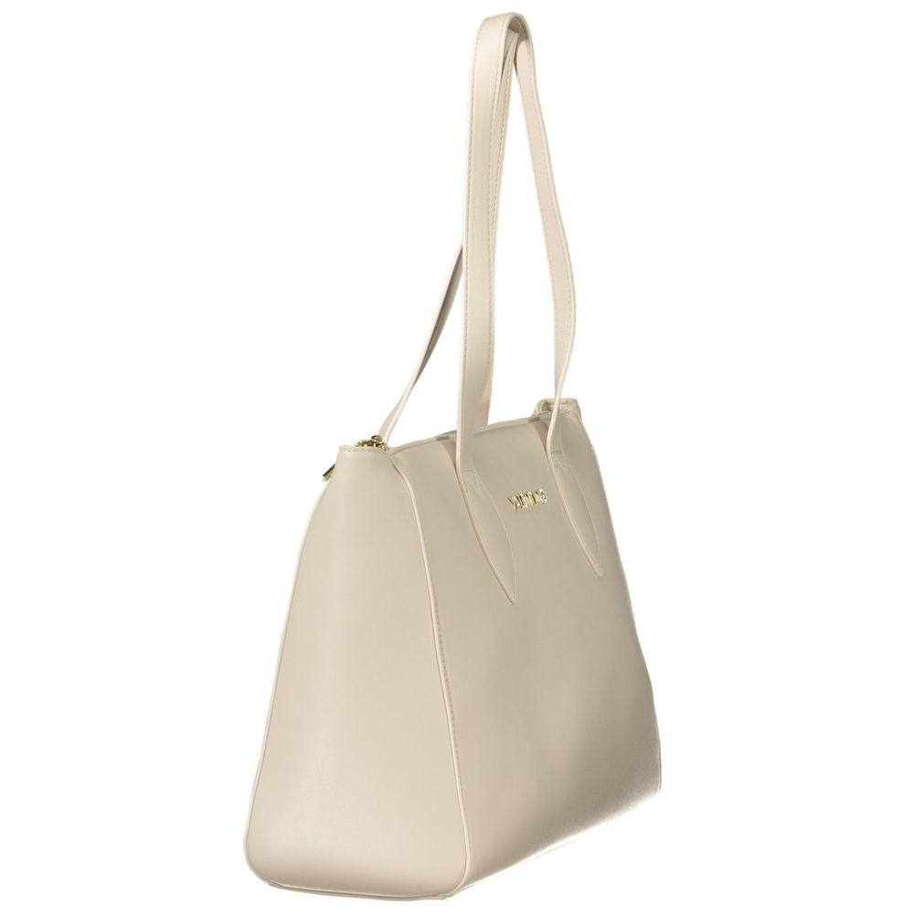 Mario Valentino White Polyethylene Women Handbag with dual handles, featuring a sleek design and durable material for eco-conscious fashion.