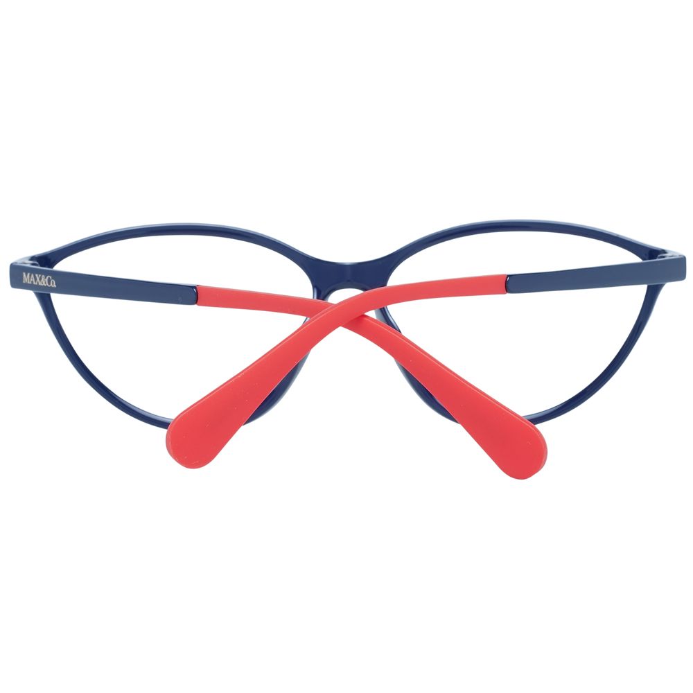 Max & Co Blue Women Glasses Frame in cat eye style with full-rim blue plastic frame and demo lenses, size 55-14-140.