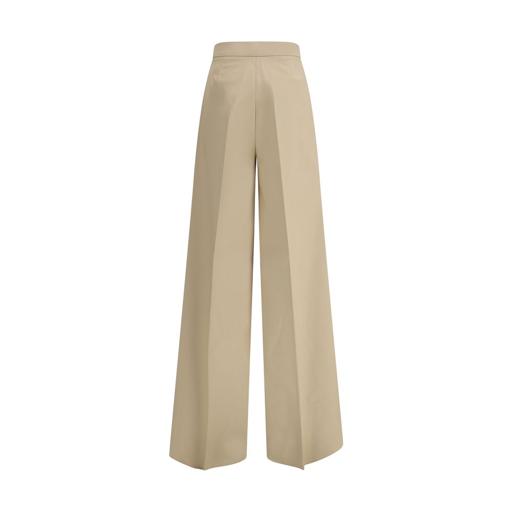 Max Mara Beige Cotton Casual Pants with zipper, hook-and-eye closure, and side welt pockets for a timeless look.