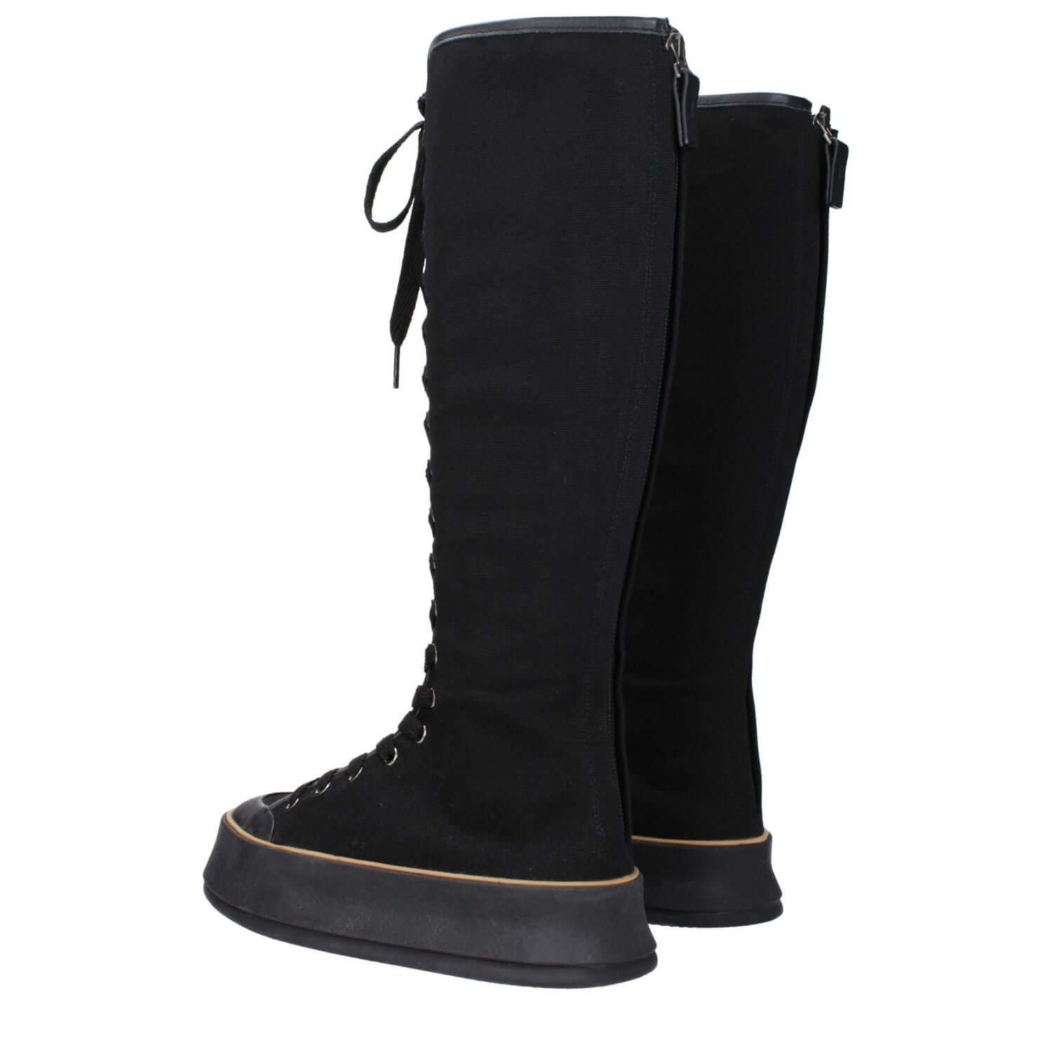 Max Mara Black Fabric Lace-Up Boots