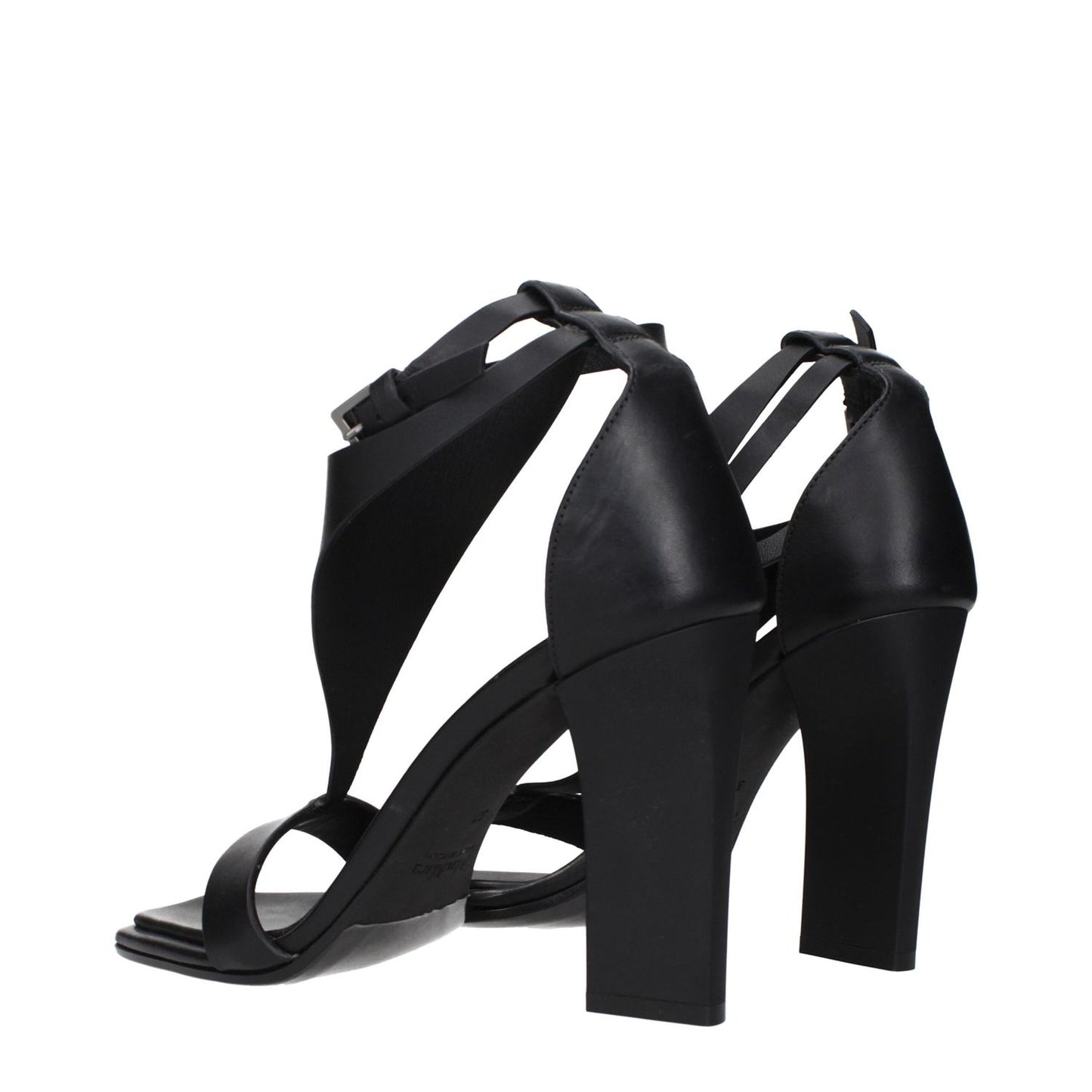 Max Mara Black Leather Stiletto Heel Sandals featuring elegant design and high-quality leather material for stylish footwear.