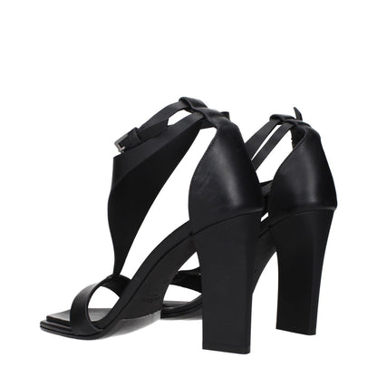 Max Mara Black Leather Stiletto Heel Sandals featuring elegant design and high-quality leather material for stylish footwear.