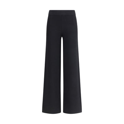 Max Mara Black Viscose Casual Pants with elastic waistband and wide leg design for elegance and comfort.