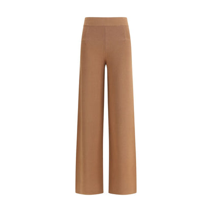 Max Mara Brown Viscose Casual Pants with wide leg and elasticized waistband, suitable for everyday wear and formal settings