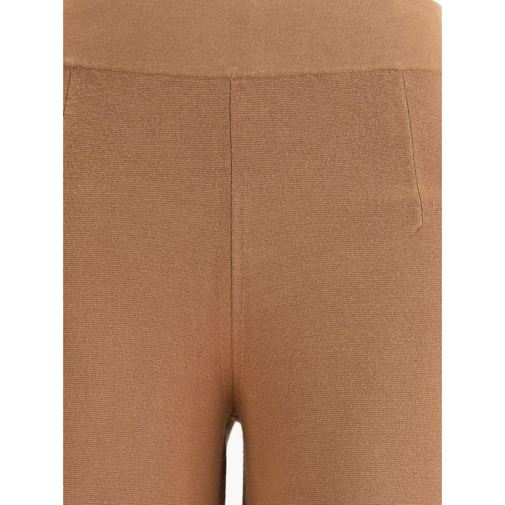 Max Mara Brown Viscose Casual Pants with elasticized waistband and soft silhouette, ideal for versatile wear.