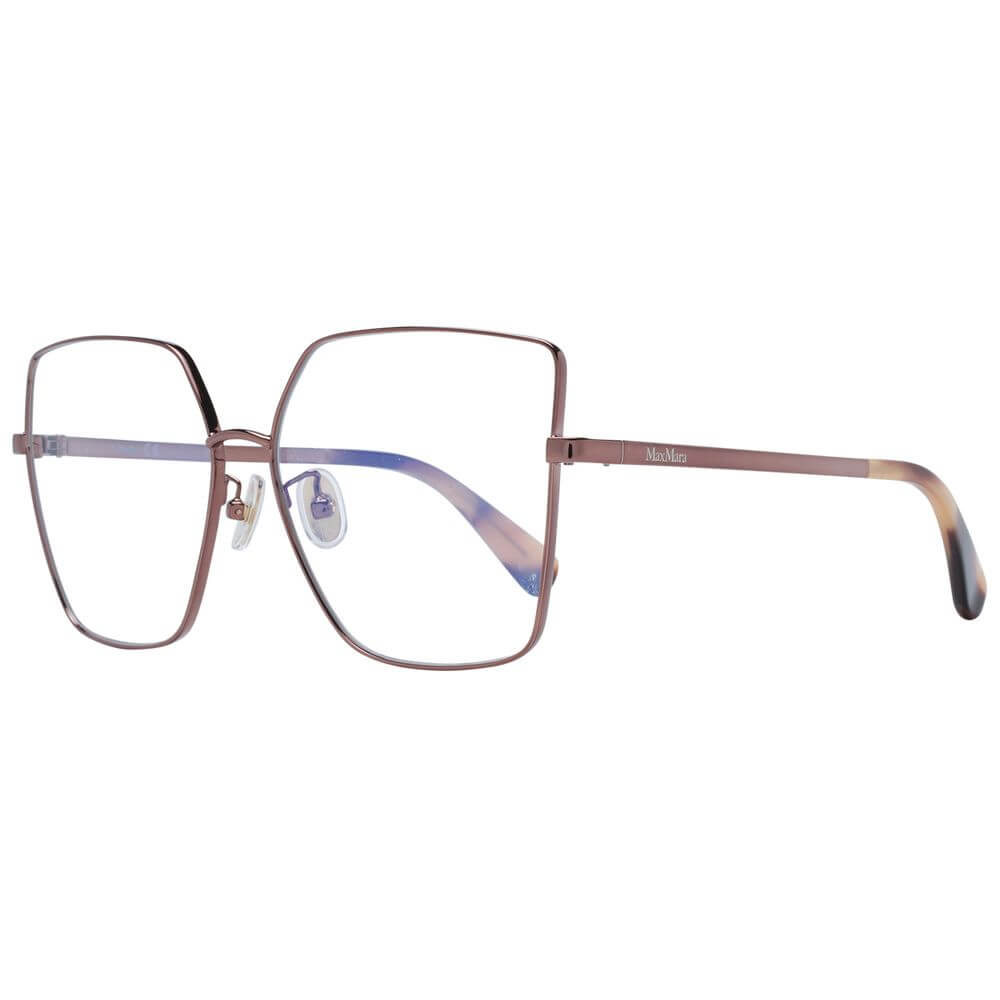 Max Mara Brown Women Glasses Frame in full-rim butterfly style, featuring brown plastic frame, demo lenses, and branded case included.