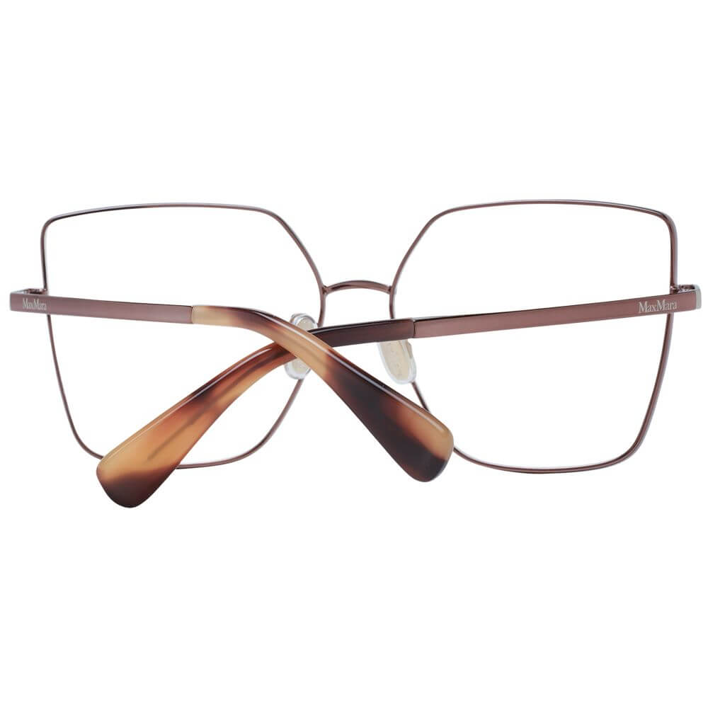 Max Mara Brown Women Glasses Frame in full-rim butterfly style, brown plastic with demo lenses, 53-17-140 size, includes branded case.
