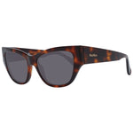 Max Mara Brown Women Sunglass with cat eye style, full-rim plastic frame, grey lenses, and branded case included.