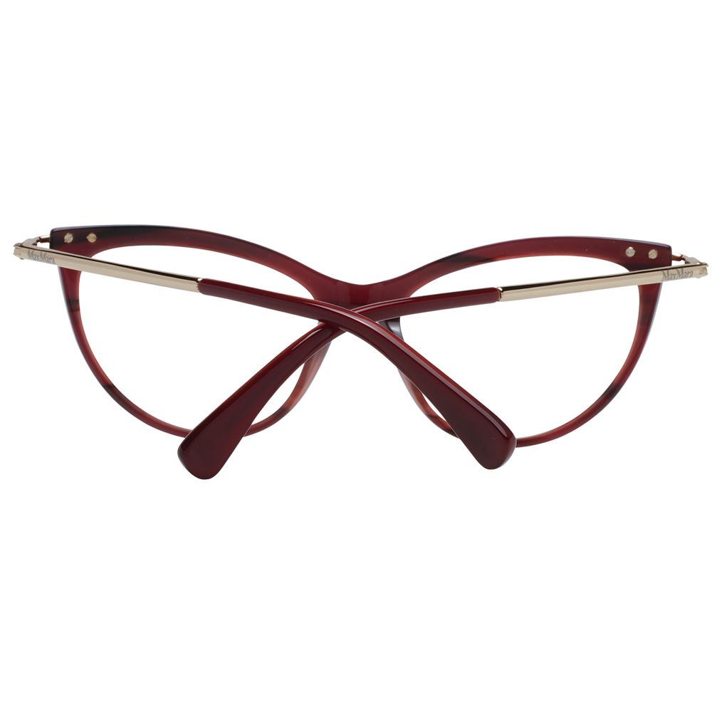 Max Mara Burgundy Women Glasses Frame, full-rim plastic cat eye style, demo lenses, size 53-16-135, temples length 135mm.