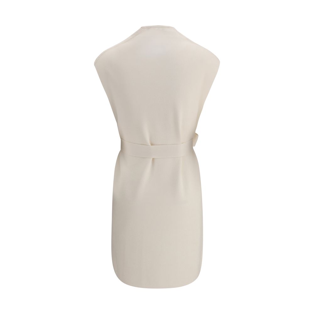 Back view of Max Mara Cream Viscose Coat with knotted sash and patch pockets, ideal for adding elegance to any outfit, AW25 collection.