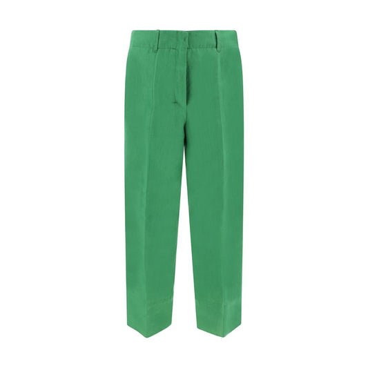 Max Mara Green Linen Casual Pants Max Mara