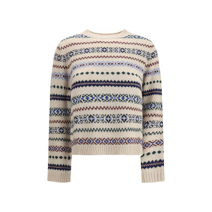 Max Mara Multicolor Marabou Sweatshirt in alpaca wool blend with crew neckline and ribbed trims for elegant everyday wear.