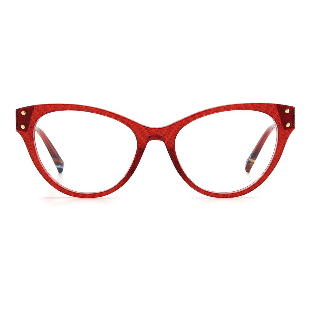 Missoni Burgundy Acetate Frames with 52/18/145mm dimensions for women, stylish and elegant cat-eye glasses.