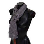 Missoni Gray Plaid Wool Unisex Neck Wrap Scarf