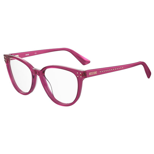 Moschino Fuchsia Acetate Frames with 54/17/140 mm dimensions for women, luxurious pink eyewear with acetate material.