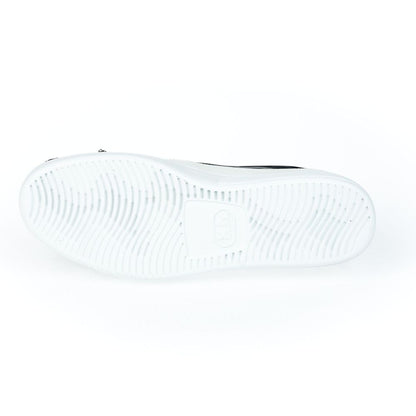 Sole view of Mr&Mrs Italy Black Leather Women Slip-On Shoe showcasing tread design.