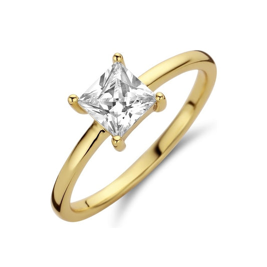 NEW BLING Mod. 9NB-0598-60 gold ring with square diamond, elegant jewelry.