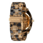 NIXON WATCHES Mod. A327-3346, water-resistant 37mm acetate ladies' quartz wristwatch with mineral dial and tortoiseshell design.