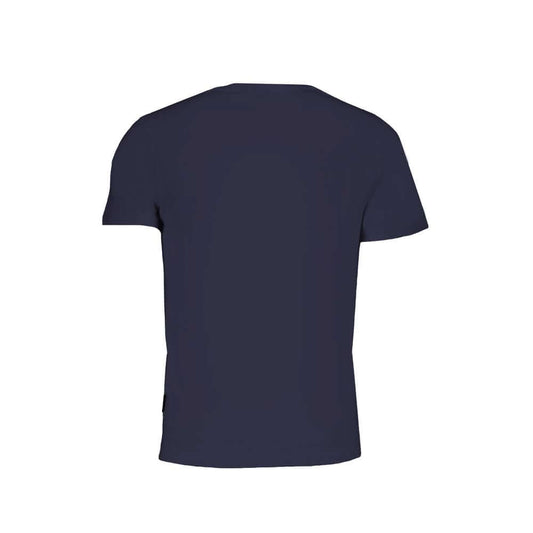 Rear view of Napapijri Blue Cotton T-Shirt with short sleeves and round neck.