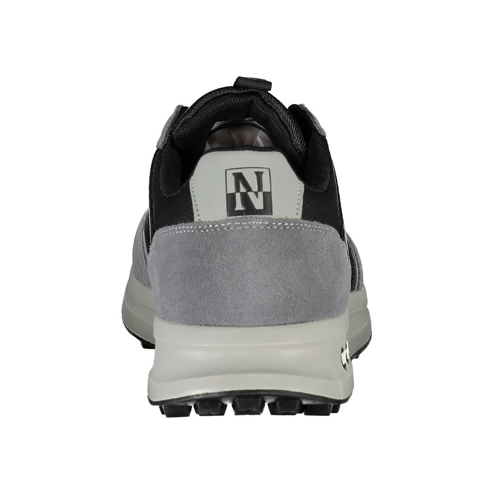 Back view of Napapijri Brown Leather Men Sneaker showcasing contrast details and the iconic logo.