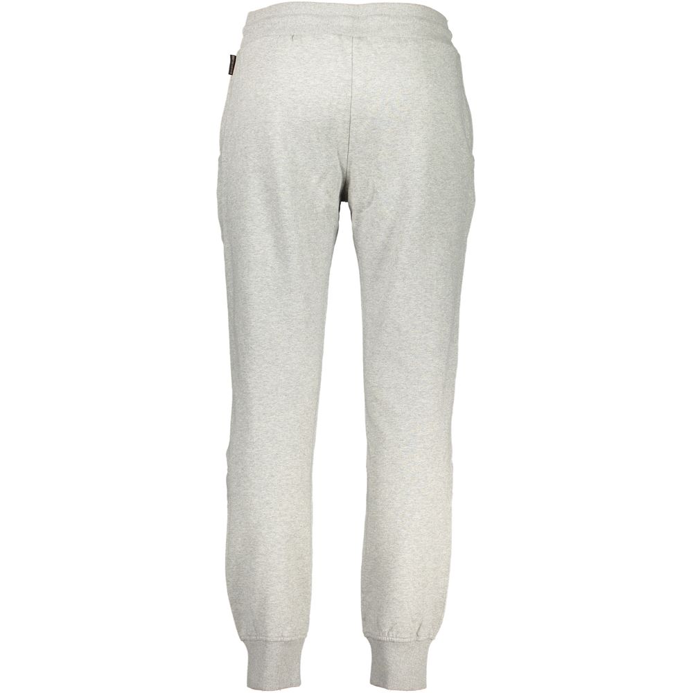 Back view of Napapijri Grigio Cotton Men's Sweatpants showcasing elastic waist and cuffed ankles.
