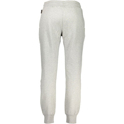 Back view of Napapijri Grigio Cotton Men's Sweatpants showcasing elastic waist and cuffed ankles.