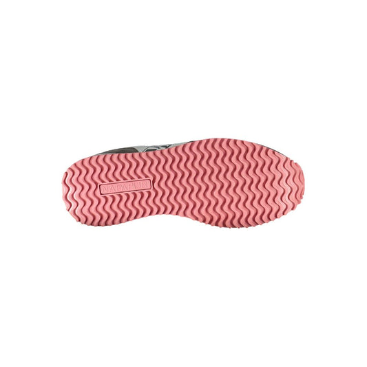 Napapijri White Polyester Women Sneaker with pink sole showcasing unique tread design.