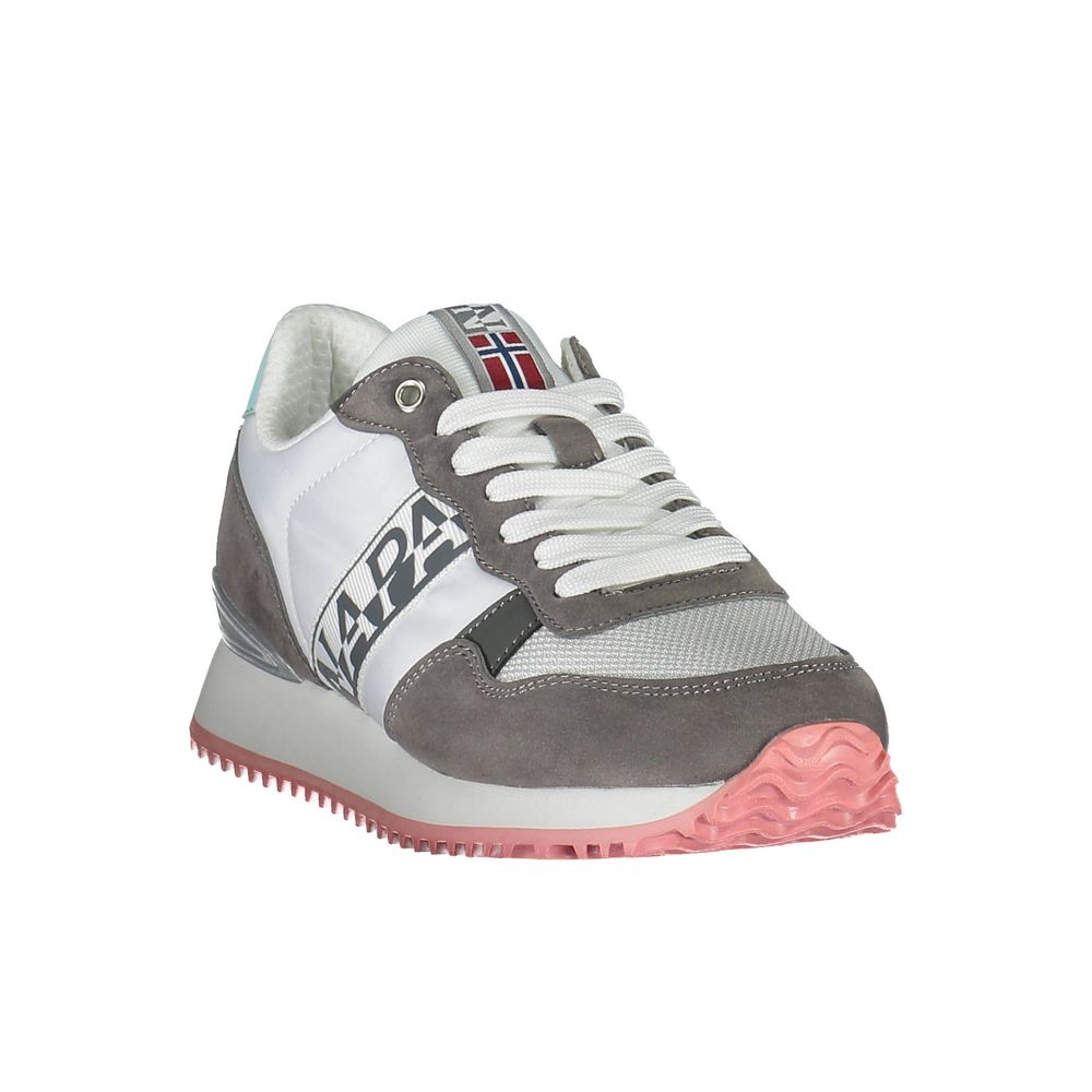 Napapijri White Polyester Women Sneaker with contrasting details and logo