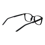 Nike Black Unisex Glasses Frame in stainless steel, full-rim style; demo lenses, size 52-18-145; square design with 145mm temples.