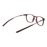 Nike Brown Unisex Glasses Frame in titanium, full-rim design, round style, rose and brown color, demo lenses, size 49-20-145.
