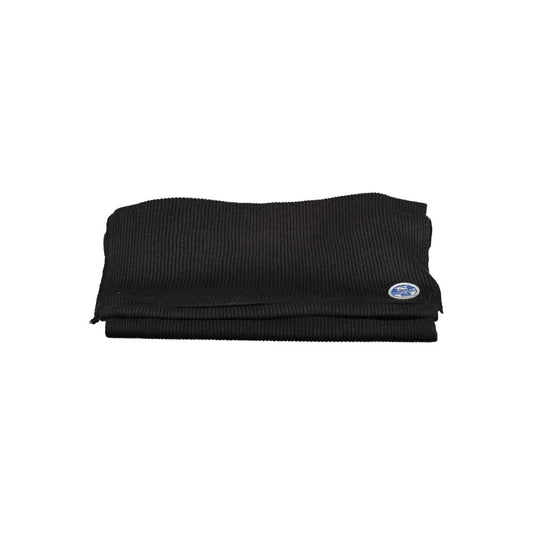 North Sails Black Cotton Scarf with recycled fibers logo, size 180x27 cm