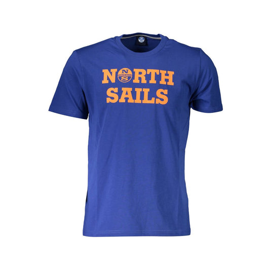North Sails Blue Cotton Men T-Shirt with nautical-inspired print and logo