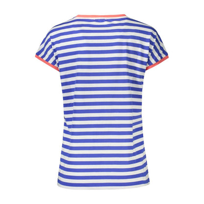 North Sails Blue Cotton T-Shirt with sleeveless striped design, crew neck, contrasting details, embossed print, logo on back view.