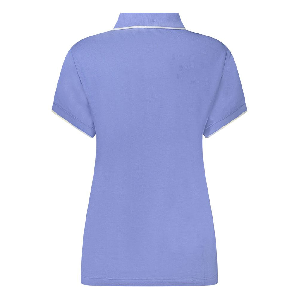 Back view of North Sails Blue Cotton Women Polo Shirt with short sleeves and elegant collar.