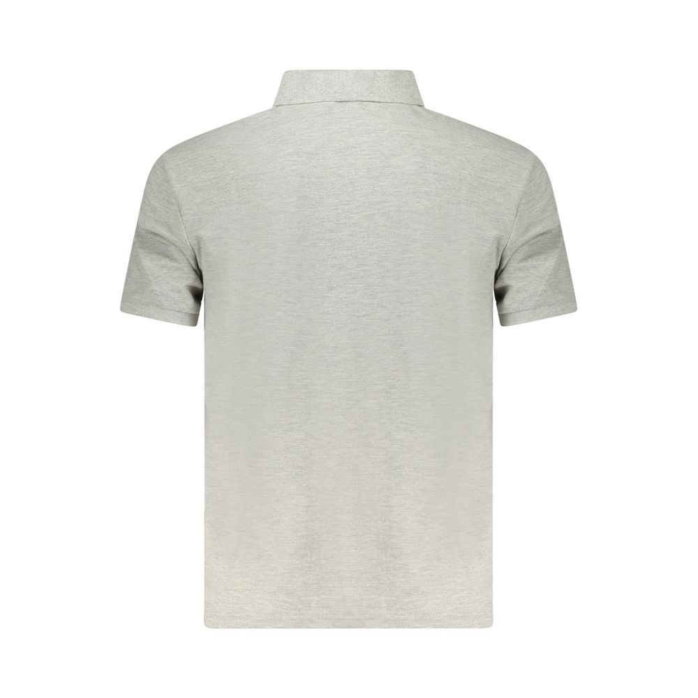 Back view of North Sails Gray Cotton Men Polo Shirt showcasing short sleeves and classic collar design.
