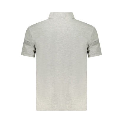 Back view of North Sails Gray Cotton Men Polo Shirt showcasing short sleeves and classic collar design.
